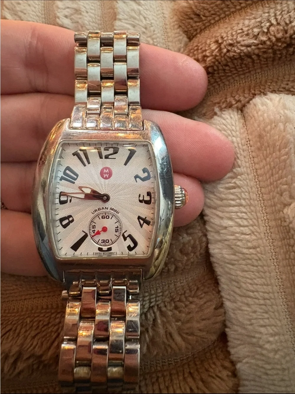 Michele Silver Stainless Steel Watch with White Dial